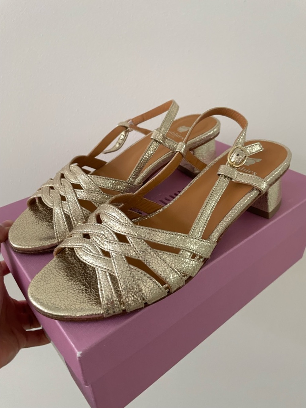 Bobbies Cara Heeled Sandals in Gold 38